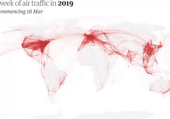 Κοροναϊός : Χάρτης δείχνει την εντυπωσιακή μείωση των πτήσεων λόγω της πανδημίας