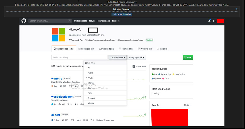 Hacker έκλεψε κώδικα της Microsoft μεγέθους 63