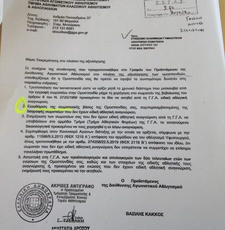 Μόνο σωματεία με ειδική αθλητική αναγνώριση στους αγώνες