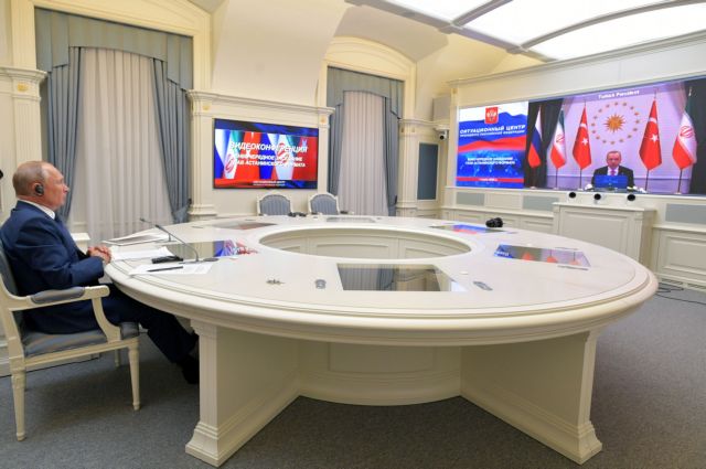 Τηλεδιάσκεψη Ερντογάν Πούτιν Ροχανί για τη Συρία