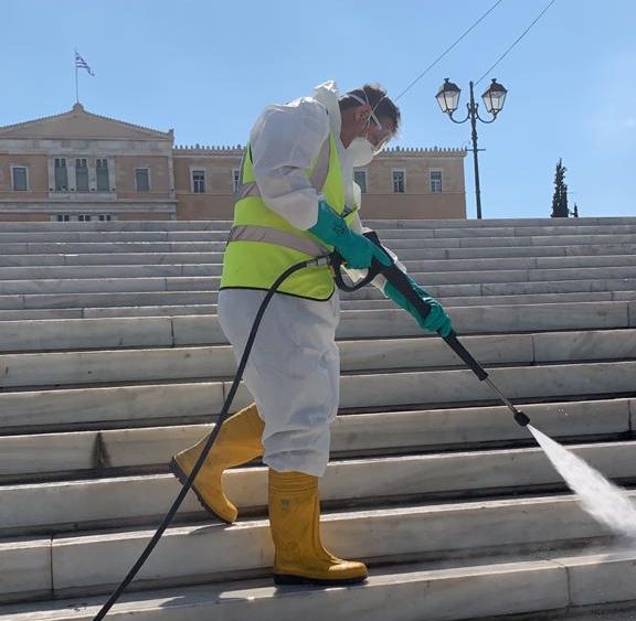 Athens Sprays Streets To Curb Coronavirus Spread