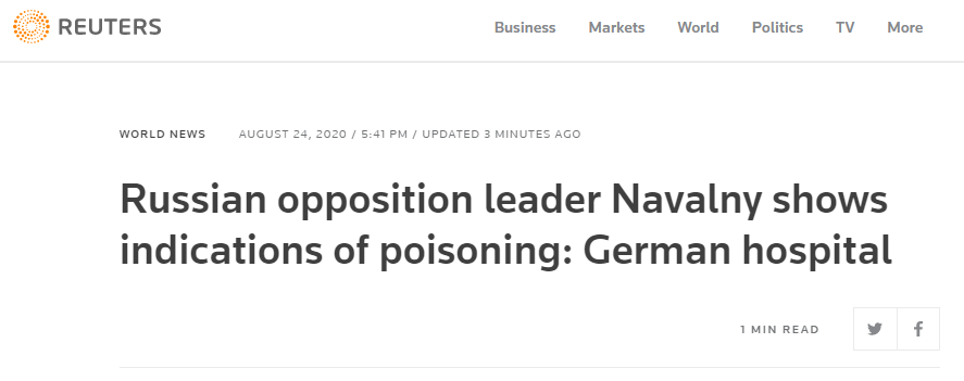 Υπόθεση Ναβάλνι : Για ενδείξεις «δηλητηρίασης» κάνει λόγο και το γερμανικό νοσοκομείο