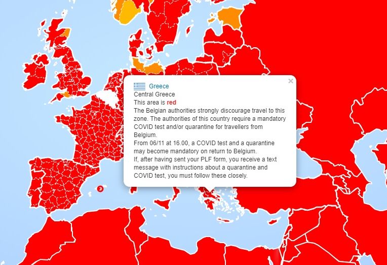 Belgium Includes Greece Among ‘red’ Countries For Travel