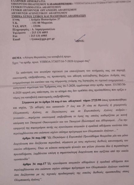 Τα κριτήρια της διεύθυνσης αγωνιστικού αθλητισμού που κόβει τα πριμ των αθλητών