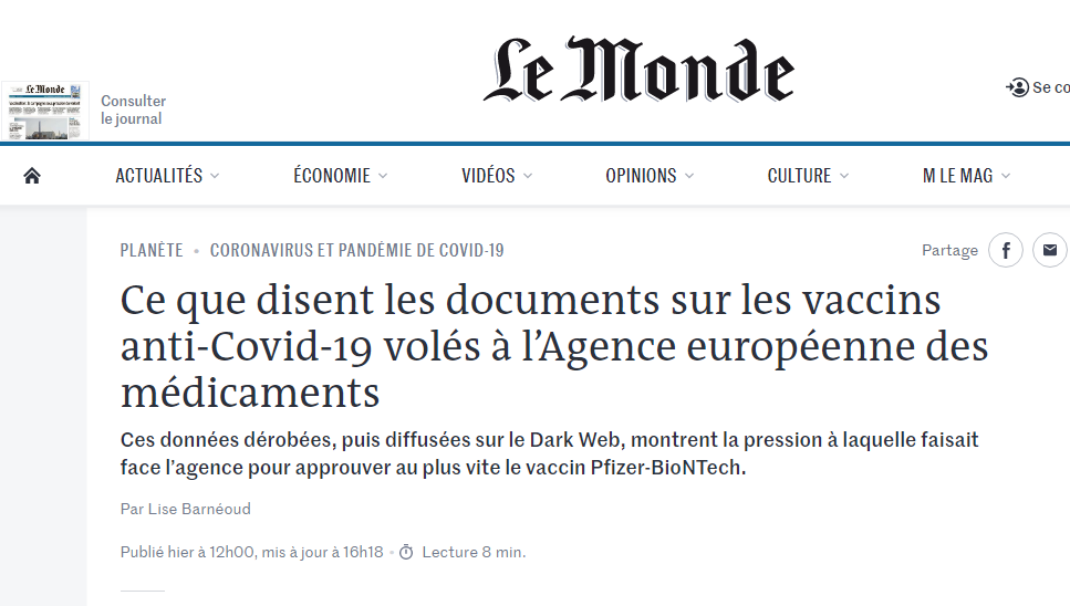 Εμβόλιο : «Χακαρισμένα» E Mails του ΕΜΑ δείχνουν πίεση για την έγκριση – Τι απαντά ο Οργανισμός