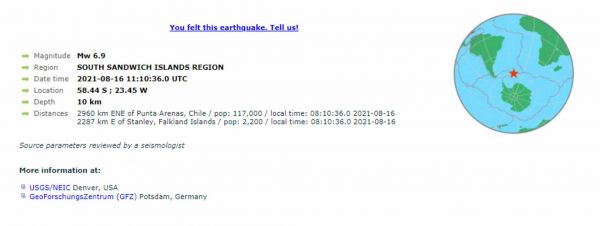 Ισχυρός σεισμός 6,9 Ρίχτερ στα Νησιά Σάντουιτς
