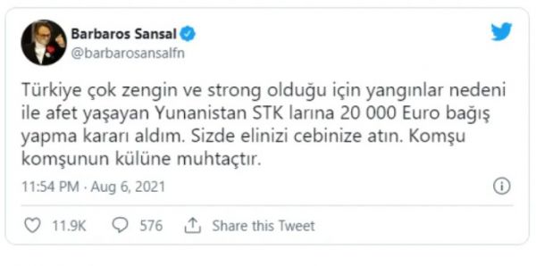 Τούρκος σχεδιαστής μόδας κάνει δωρεά στους έλληνες πυρόπληκτους και «τρολάρει» τον Ερντογάν