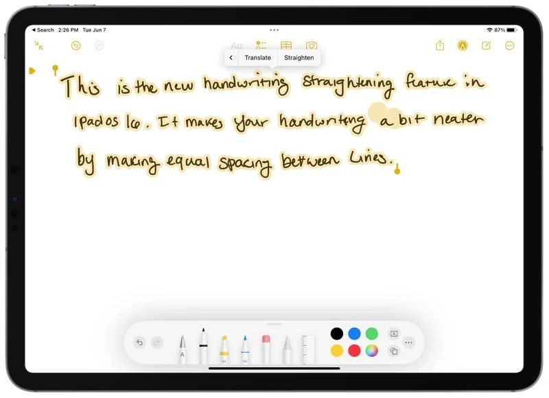 Ipados 16: Νέο Straighten Feature για κείμενα γραμμένα με το Apple Pencil