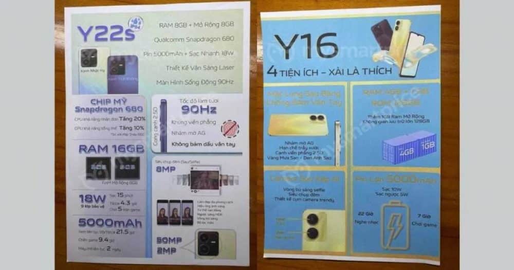 Vivo Y22s και Y16: Διέρρευσαν τα Specs μέσα από Promo Poster