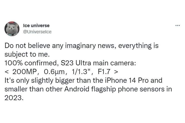 Galaxy S23 Ultra: Ο αισθητήρας 200 Mp θα έχει σχεδόν ίδιο μέγεθος με τον 108 Mp