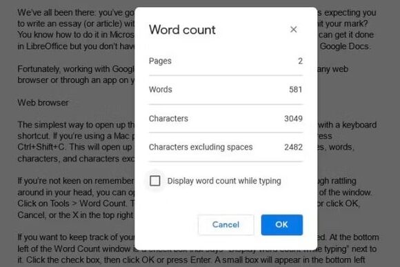 Πώς θα μάθετε τον αριθμό των λέξεων σας στο Google Docs