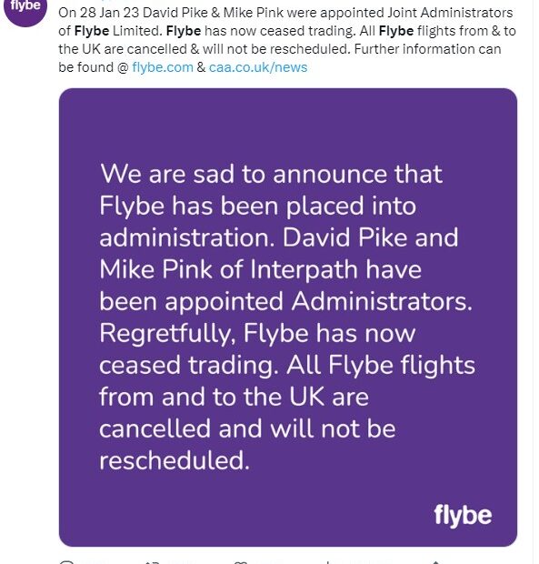 Χρεοκοπία αεροπορικής εταιρίας στη Βρετανία