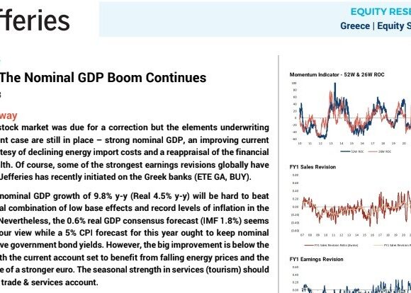 Jefferies: «Ταύρος» για το ελληνικό χρηματιστήριο, παρά τη διόρθωση – Σε ισχύ το ανοδικό Story