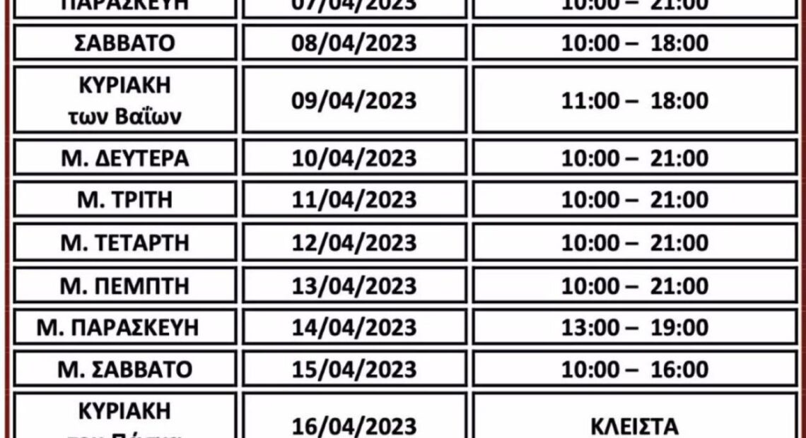 Aνοιχτά καταστήματα: Το ωράριο λειτουργίας την Κυριακή 9/4 (vid)
